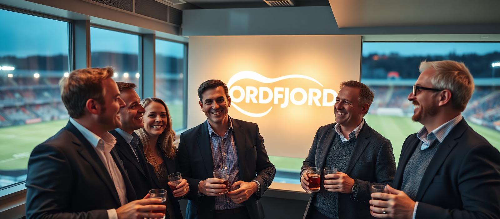 Business leaders networking in the VIP lounge at a match